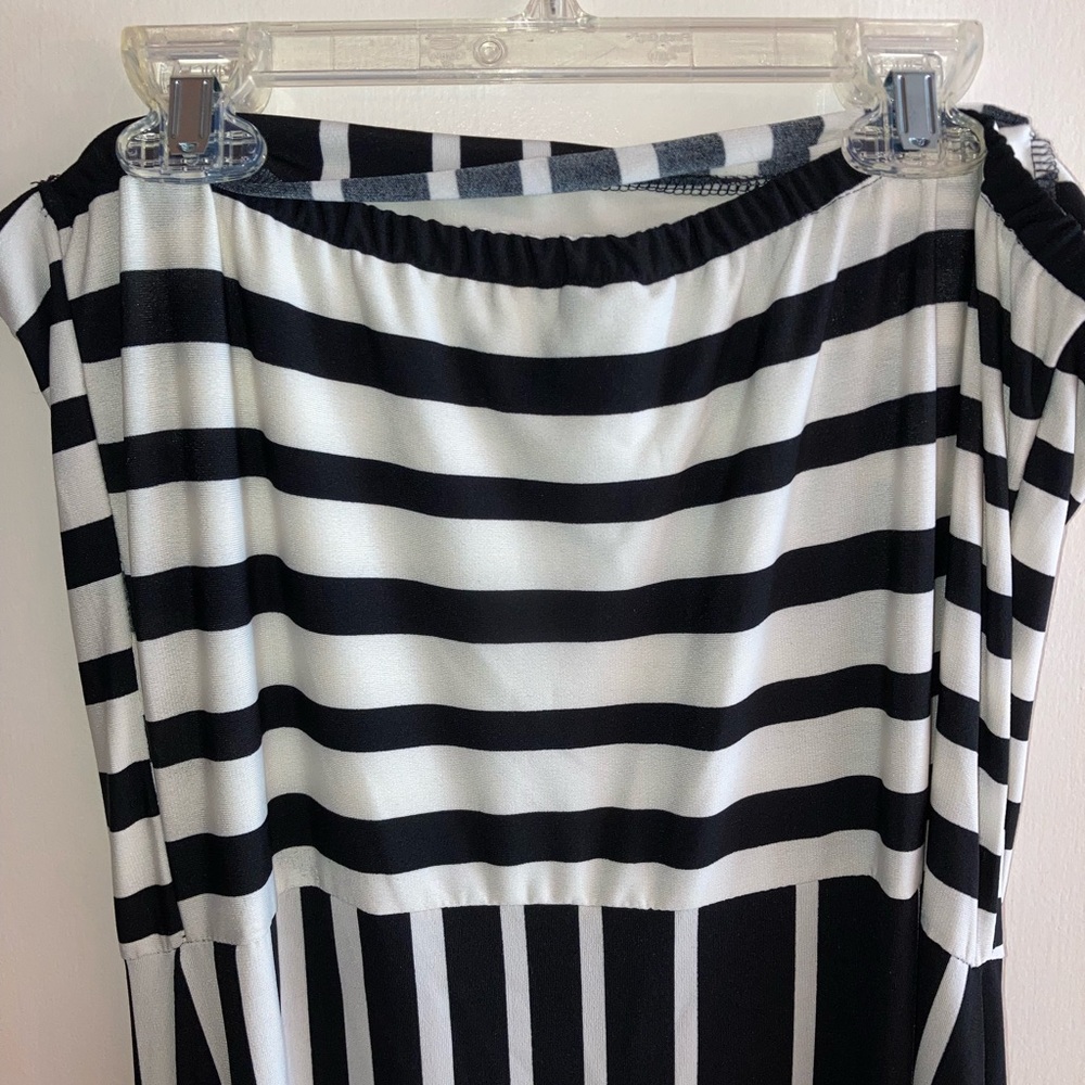 Black and White Strapless Maxi Dress